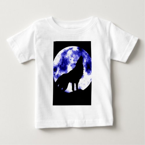 Howling Wolf at Moon Baby T_Shirt