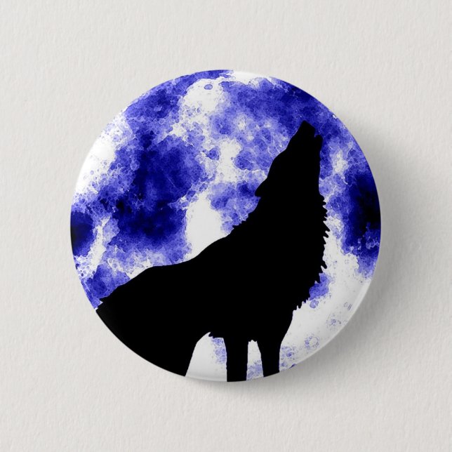 Howling Wolf at Moon Button (Front)