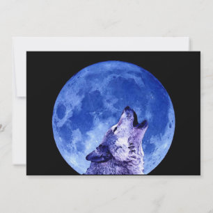 Howling Wolf at Moon Invitation