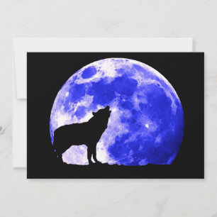 Howling Wolf at Moon Invitation