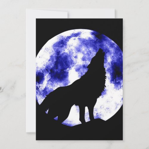Howling Wolf at Moon Invitation