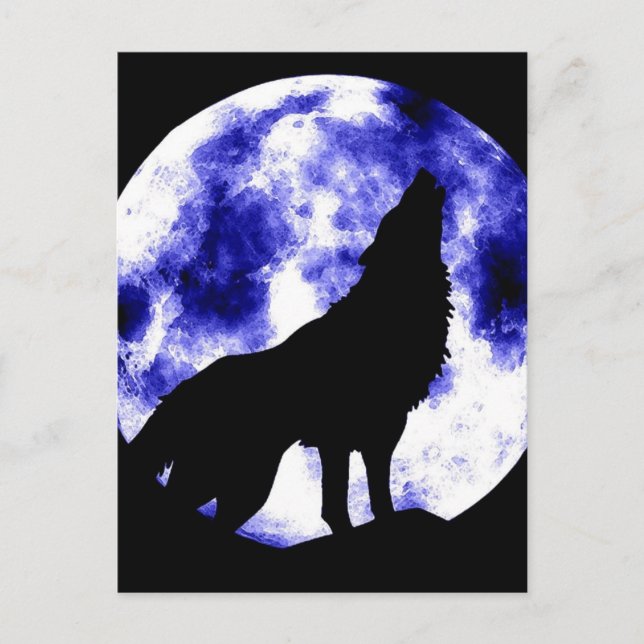 Howling Wolf at Moon Postcard (Front)