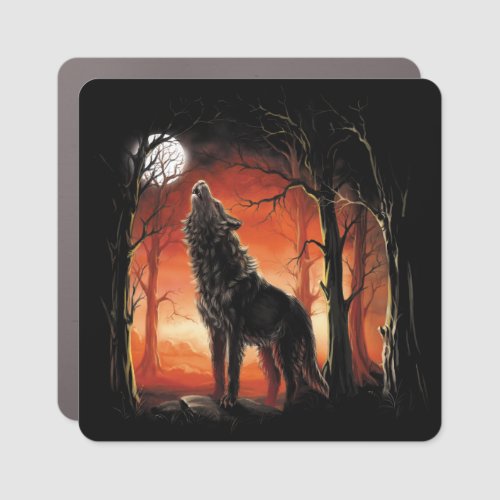 Howling Wolf at Sunset Car Magnet