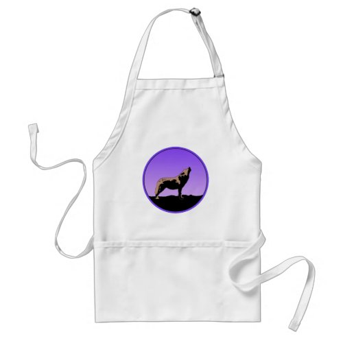 Howling Wolf at Sunset  _ Original Wildlife Art Adult Apron