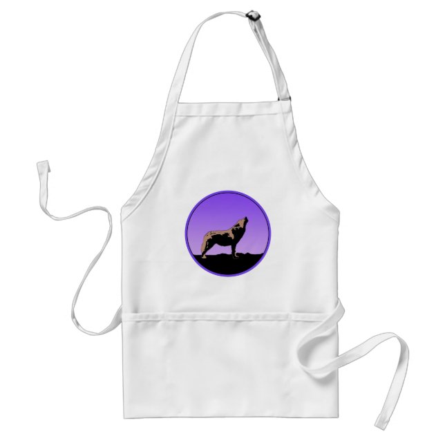 Howling Wolf at Sunset  - Original Wildlife Art Adult Apron (Front)