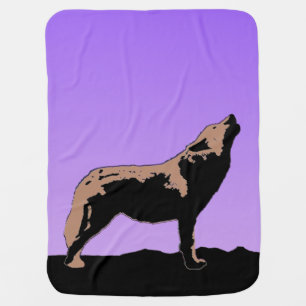 Howling Wolf at Sunset  - Original Wildlife Art Baby Blanket