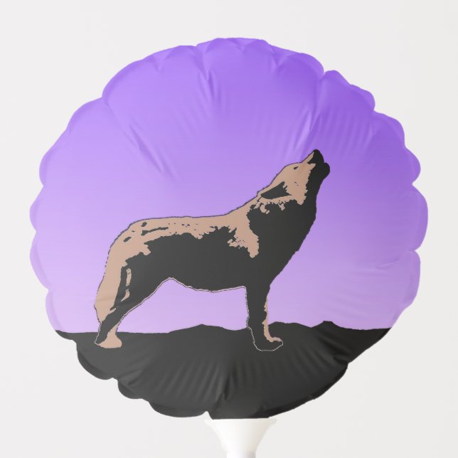 Howling Wolf at Sunset  - Original Wildlife Art Balloon (Front)