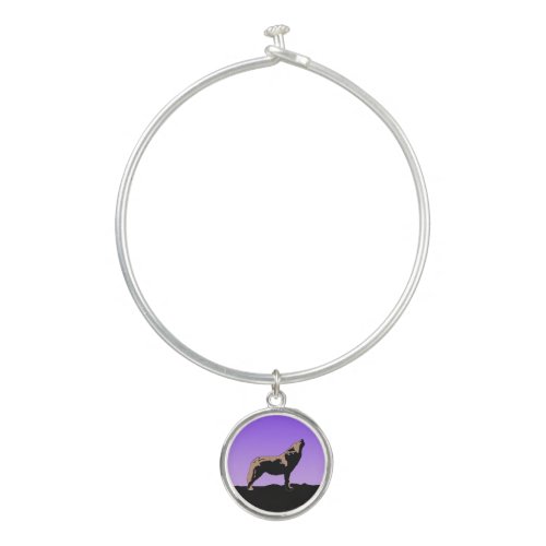 Howling Wolf at Sunset  _ Original Wildlife Art Bangle Bracelet