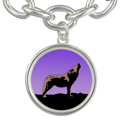 Howling Wolf at Sunset  _ Original Wildlife Art Bracelet