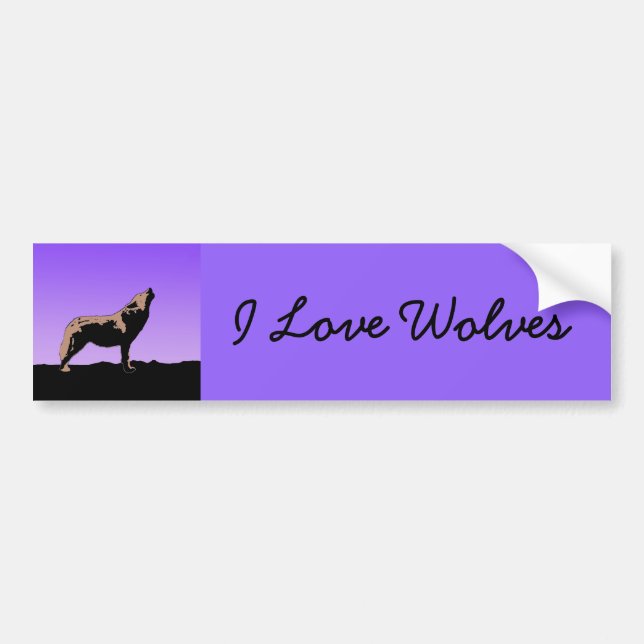 Howling Wolf at Sunset  - Original Wildlife Art Bumper Sticker (Front)