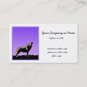 Howling Wolf at Sunset - Original Wildlife Art Business Card