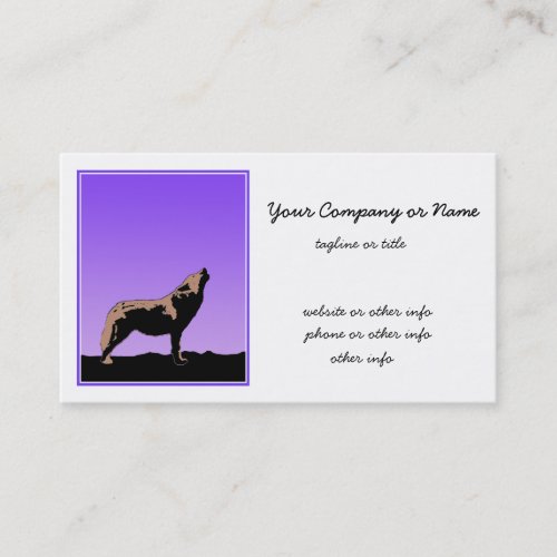 Howling Wolf at Sunset  _ Original Wildlife Art Business Card