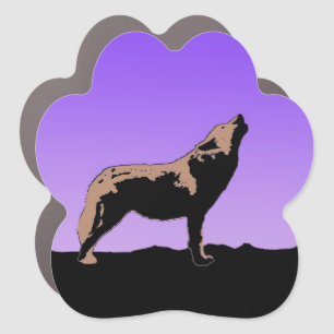 Howling Wolf at Sunset - Original Wildlife Art Car Magnet