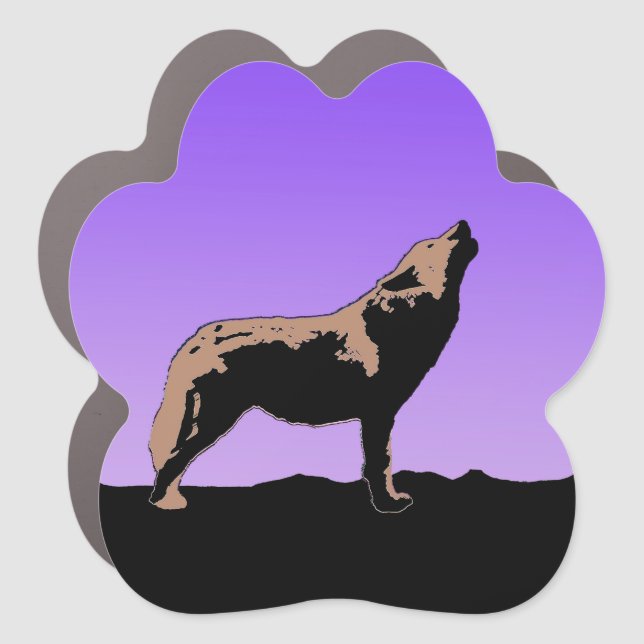 Howling Wolf at Sunset  - Original Wildlife Art Car Magnet (Front)