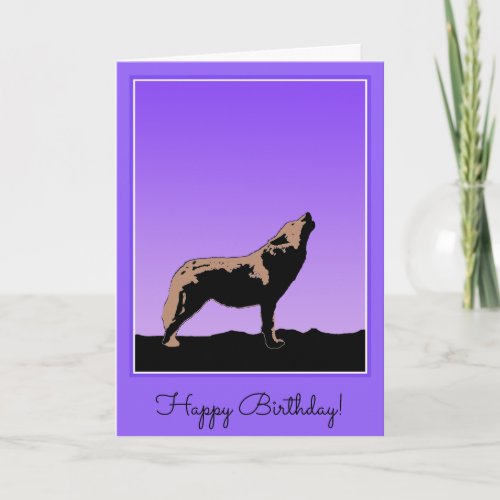 Howling Wolf at Sunset  _ Original Wildlife Art Card