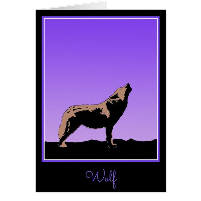 Howling Wolf at Sunset  - Original Wildlife Art Cards (Front)
