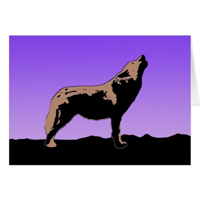 Howling Wolf at Sunset  - Original Wildlife Art Cards (Front Horizontal)