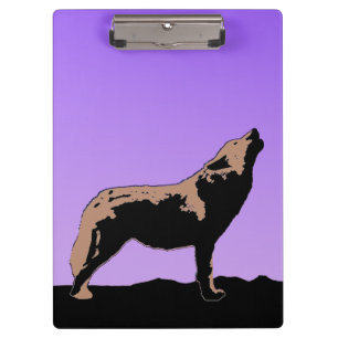 Howling Wolf at Sunset - Original Wildlife Art Clipboard
