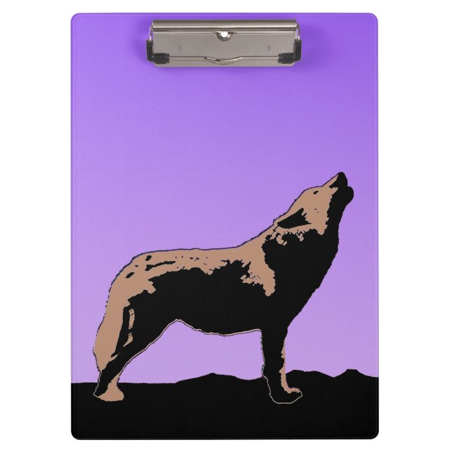 Howling Wolf at Sunset  - Original Wildlife Art Clipboard (Front)