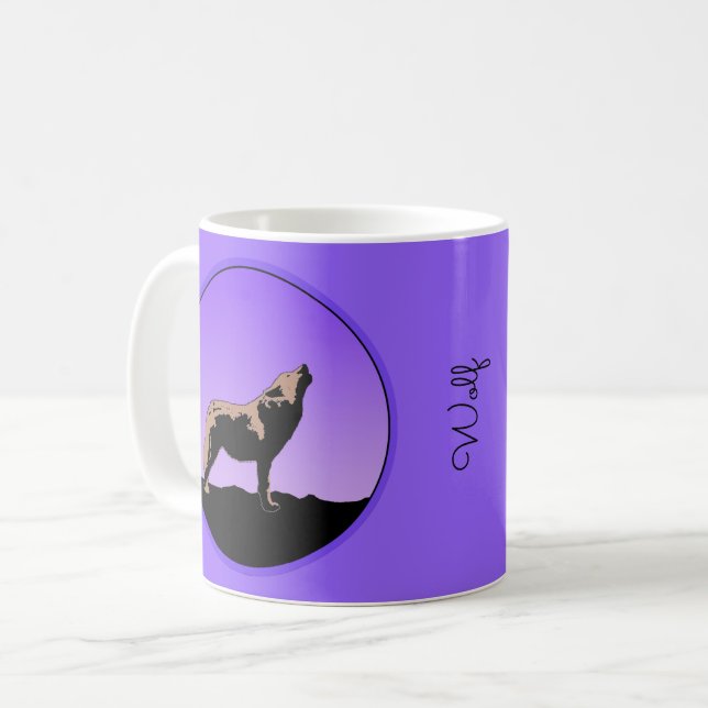 Howling Wolf at Sunset  - Original Wildlife Art Coffee Mug (Front Left)