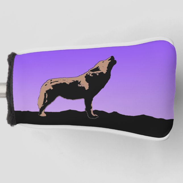 Howling Wolf at Sunset  - Original Wildlife Art Golf Head Cover (Front)