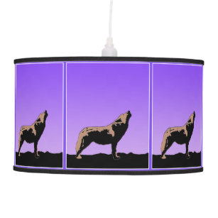Howling Wolf at Sunset  - Original Wildlife Art Hanging Lamp