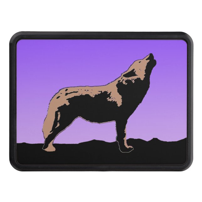 Howling Wolf at Sunset  - Original Wildlife Art Hitch Cover (Front)