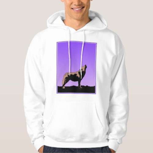 Howling Wolf at Sunset  _ Original Wildlife Art Hoodie