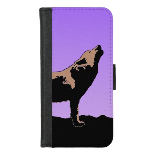 Howling Wolf at Sunset  _ Original Wildlife Art iPhone 87 Wallet Case