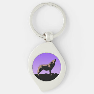Howling Wolf at Sunset - Original Wildlife Art Keychain