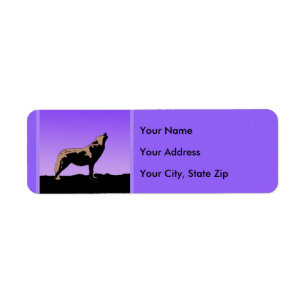 Howling Wolf at Sunset - Original Wildlife Art Label
