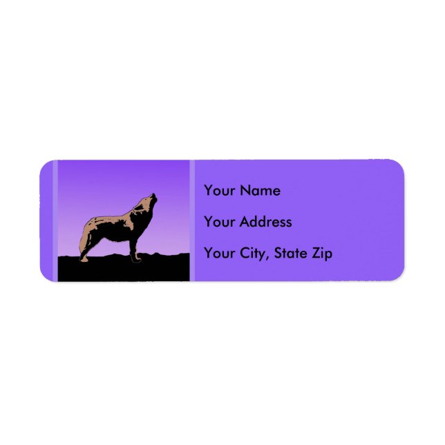 Howling Wolf at Sunset  - Original Wildlife Art Label (Front)