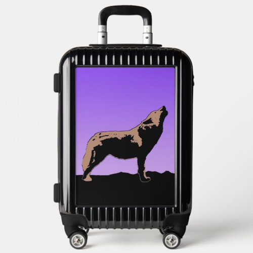 Howling Wolf at Sunset  _ Original Wildlife Art Luggage