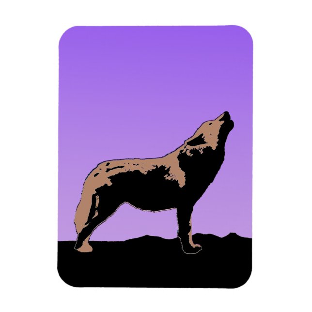 Howling Wolf at Sunset  - Original Wildlife Art Magnet (Vertical)