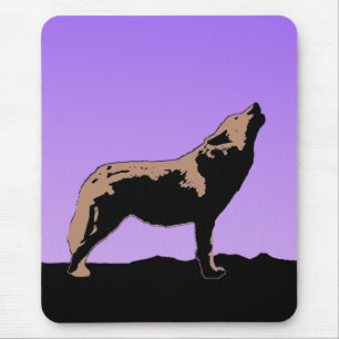 Howling Wolf at Sunset  - Original Wildlife Art Mouse Pad