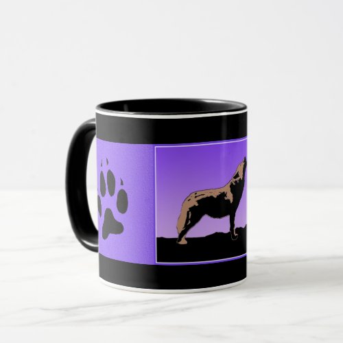 Howling Wolf at Sunset  _ Original Wildlife Art Mug