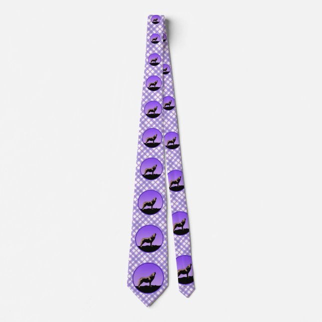 Howling Wolf at Sunset  - Original Wildlife Art Neck Tie (Front)