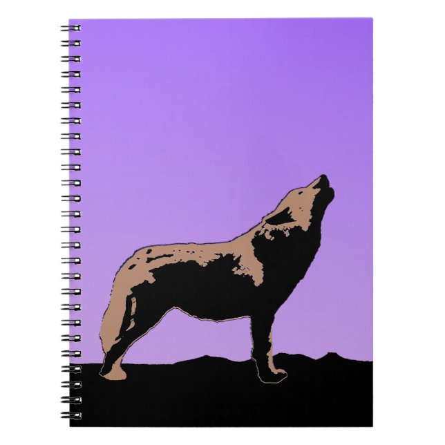 Howling Wolf at Sunset  - Original Wildlife Art Notebook (Front)