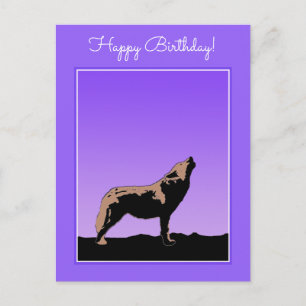 Howling Wolf at Sunset  - Original Wildlife Art Postcard