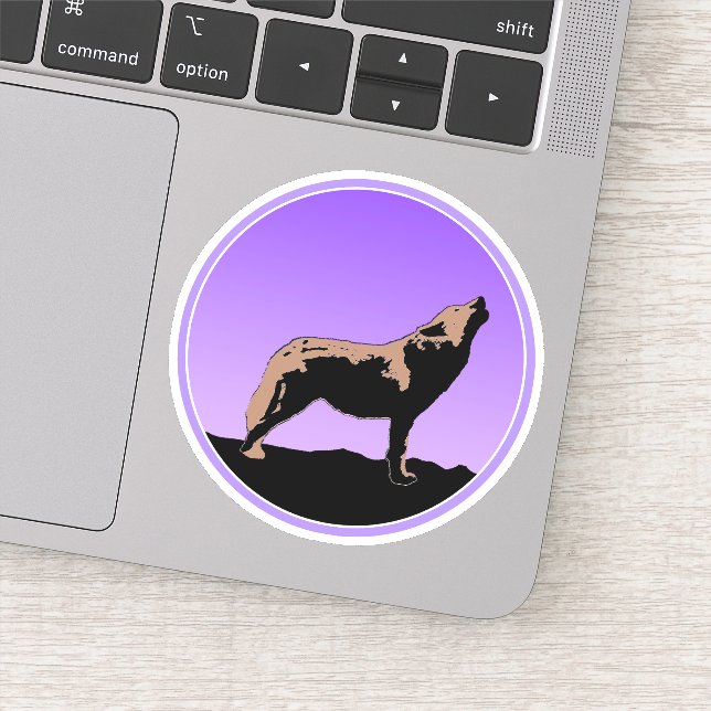 Howling Wolf at Sunset  - Original Wildlife Art Sticker (Detail)