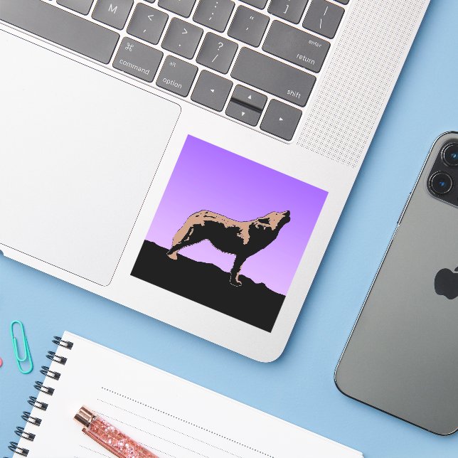 Howling Wolf at Sunset  - Original Wildlife Art Sticker (Laptop w/ iPhone)