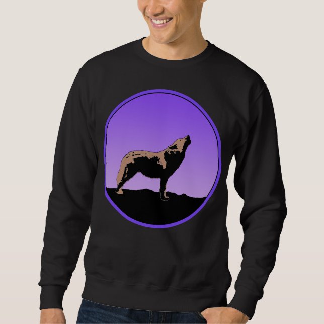 Howling Wolf at Sunset  - Original Wildlife Art Sweatshirt (Front)