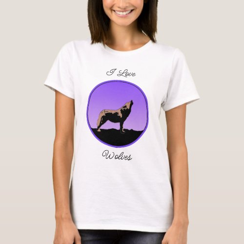 Howling Wolf at Sunset  _ Original Wildlife Art T_Shirt