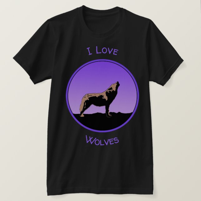 Howling Wolf at Sunset  - Original Wildlife Art T-Shirt (Design Front)
