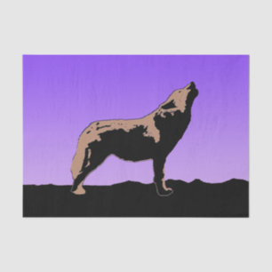 Howling Wolf at Sunset - Original Wildlife Art Tissue Paper