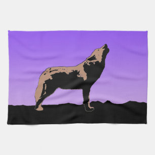 Howling Wolf at Sunset - Original Wildlife Art Towel