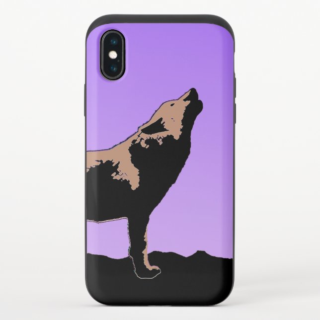 Howling Wolf at Sunset  - Original Wildlife Art Uncommon iPhone Case (Back)
