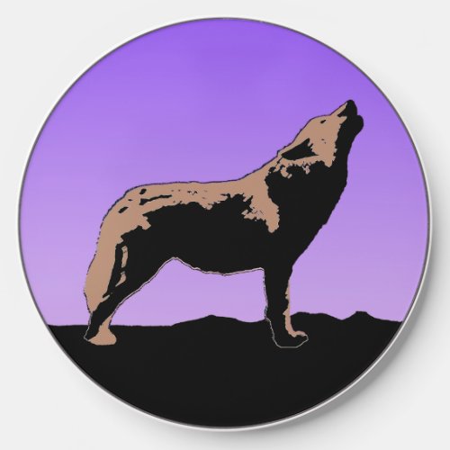 Howling Wolf at Sunset  _ Original Wildlife Art Wireless Charger