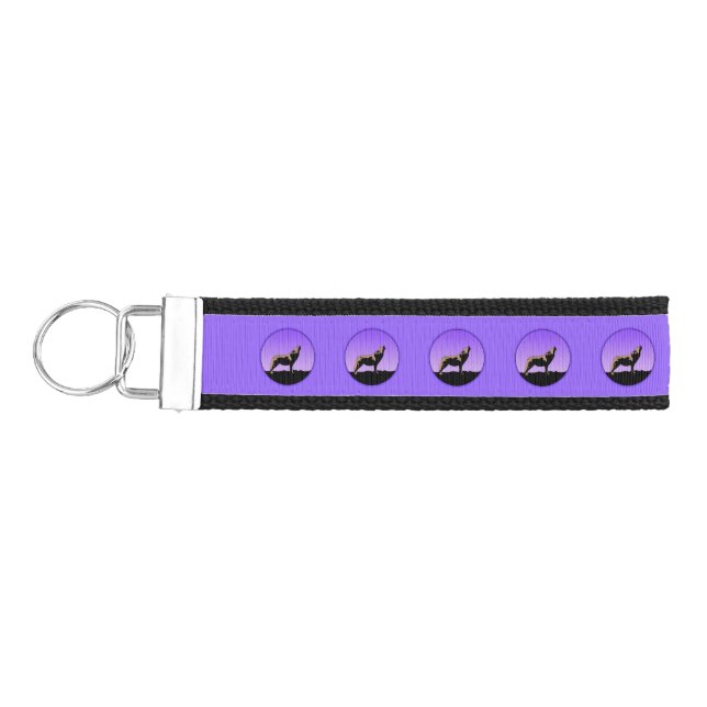 Howling Wolf at Sunset  - Original Wildlife Art Wrist Keychain (Keys on Left)