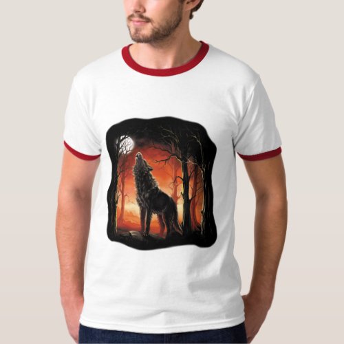 Howling Wolf at Sunset Ringer T_Shirt